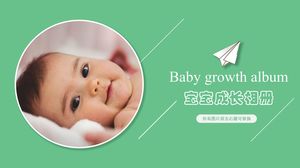 Modelo de ppt de álbum de crescimento de bebê simples verde fresco e fofo