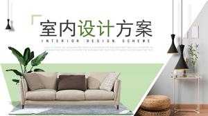 Fresh green home interior design ppt template