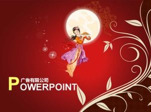 Modelo de PPT do Festival do Meio-Outono de estilo chinês bonito do cartoon Chang'e