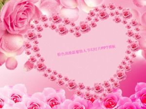 Różowy romantyczny szablon PPT w kształcie serca w kształcie serca