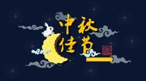 Karikatür ay yeşim tavşan Çin tarzı Sonbahar Ortası Festivali PPT şablonu