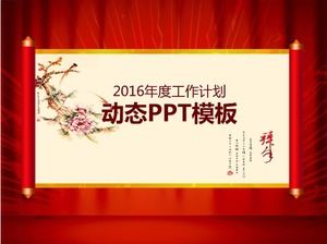 Modello PPT di riepilogo di fine anno in stile cinese rosso festivo