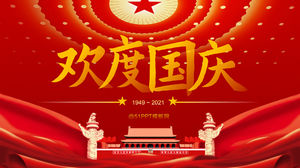 Festlicher chinesischer roter Nationalfeiertag ppt-Vorlage