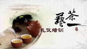 Modèle PPT de formation aux connaissances sur l'étiquette de l'art du thé de style classique