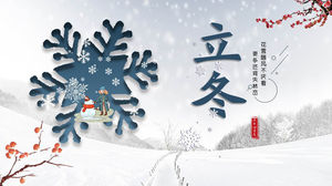 Latar belakang kepingan salju adegan salju yang sederhana dan elegan Templat PPT pengenalan istilah matahari Lidong