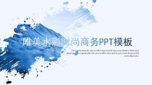 Projeto de promoção corporativa de negócios em aquarela de moda azul exibir modelo de ppt