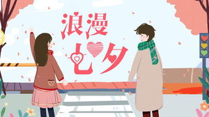 Template PPT Hari Valentine Tanabata romantis gaya komik