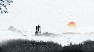 Image d'arrière-plan PPT de style chinois à l'encre élégante grise