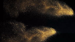 Dua gambar latar belakang bisnis PPT partikel emas hitam abstrak