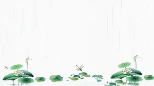 Cinco imágenes de fondo de PPT de loto de hoja de loto fresca verde simple