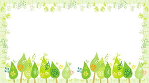 ต้นไม้การ์ตูนสีเขียวสดปลูกภาพพื้นหลัง PPT ชายแดน