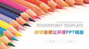 Modèle PPT d'enseignement et de conférence de fond de crayon de couleur en forme d'arc