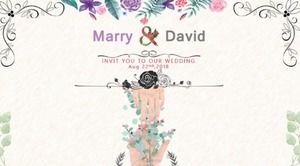 خمر أنيقة بالألوان المائية رسمت باليد الزواج اقتراح قالب الزفاف PPT