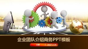 Modelo de PPT empresarial 3D equipamento para pequenas pessoas equipe corporativa