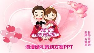 Różowy romantyczny szablon planowania ślubu PPT