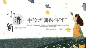 Modello ppt di educazione cinese per bambini piccoli dipinti a mano freschi