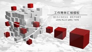 Modelo de ppt de relatório de negócios tridimensional simples vermelho