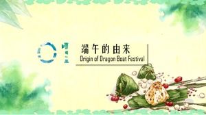 Chiński styl akwarela 5 maja festiwal Dragon Boat Festival szablon ppt