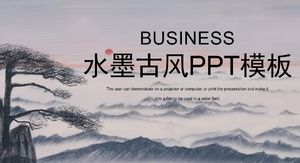 美麗的古韻水墨畫背景中國風PPT模板