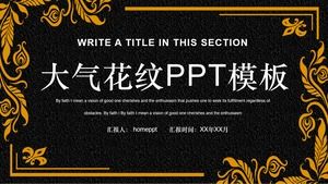 Atmospheric high-end matte black background gilt pattern embellishment work plan PPT template