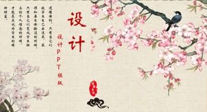 中國風古典花鳥傳統道德文化ppt模板