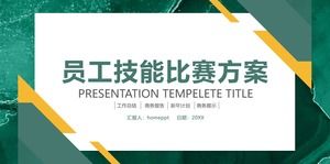Template PPT skema kompetisi keterampilan karyawan dengan latar belakang tekstur hijau