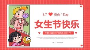 Template PPT Selamat Hari Anak Perempuan dengan latar belakang kartun gadis