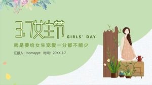 Зеленый небольшой свежий шаблон плана PPT для мероприятий 37 Girls 'Day