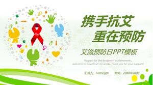 Ręka w rękę, aby walczyć z AIDS w szablonie profilaktyki PPT