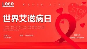 Modelo de PPT de atividades de publicidade do Dia Mundial da AIDS vermelho