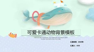 Modello PPT di balena simpatico cartone animato squisito
