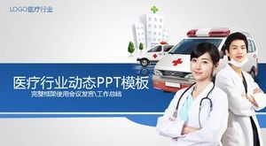 Krankenhaus-Notfall-PPT-Vorlage mit Arzt-Krankenwagen-Hintergrund