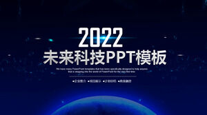 Templat PPT laporan pekerjaan masa depan teknologi intelijen bisnis langit berbintang biru