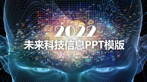 Template PPT dinamis bisnis teknologi masa depan biru