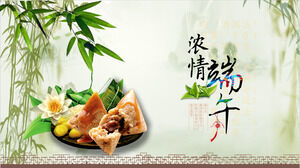 A cultura tradicional de estilo chinês ama o modelo de ppt de bolinhos de arroz Dragon Boat Festival