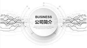 PPT-Vorlage für das Profil von Schwarz-Weiß-Business-Minimalisten-Technologieunternehmen