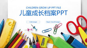 Modelo de PPT de arquivo de crescimento de educação de desenho azul e branco