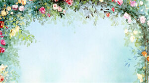 Beautiful watercolor flower wreath PPT background picture