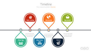 Materiale grafico PPT timeline a forma di goccia d'acqua
