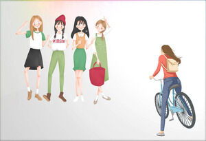 Cinco grupos de material de ilustraciones PPT de personajes juveniles vectorizados.