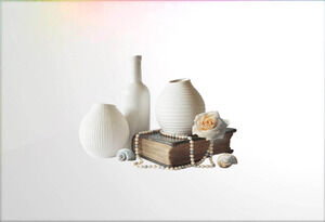 5 bahan ilustrasi PPT pot bunga porselen dengan latar belakang transparan