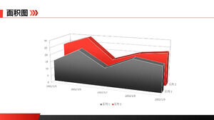 Bahan template PPT grafik dua area kontras merah dan hitam