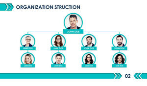 Niebieski z awatarem szablon schematu organizacyjnego firmy PPT