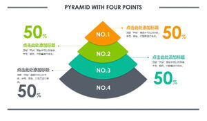 Color fan-shaped hierarchy diagram PPT template