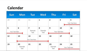 青と赤の仕事の配置カレンダーPPTテンプレート素材