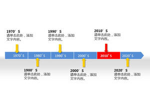 Focus bleu et rouge sur le matériel PPT de la chronologie de l'année