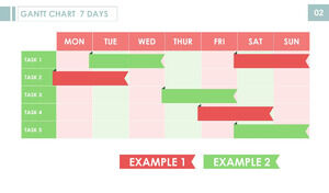 Красочный материал шаблона диаграммы Ганта семь дней в неделю PPT