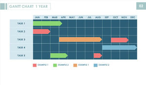 Blue year twelve months Gantt chart PPT template