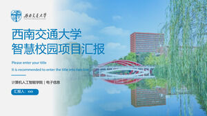 Modelo de ppt de defesa de projeto da Southwest Jiaotong University estilo acadêmico fresco