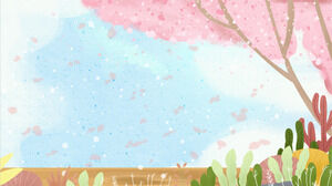 4つの美しい水彩画の桜のPPTの背景画像